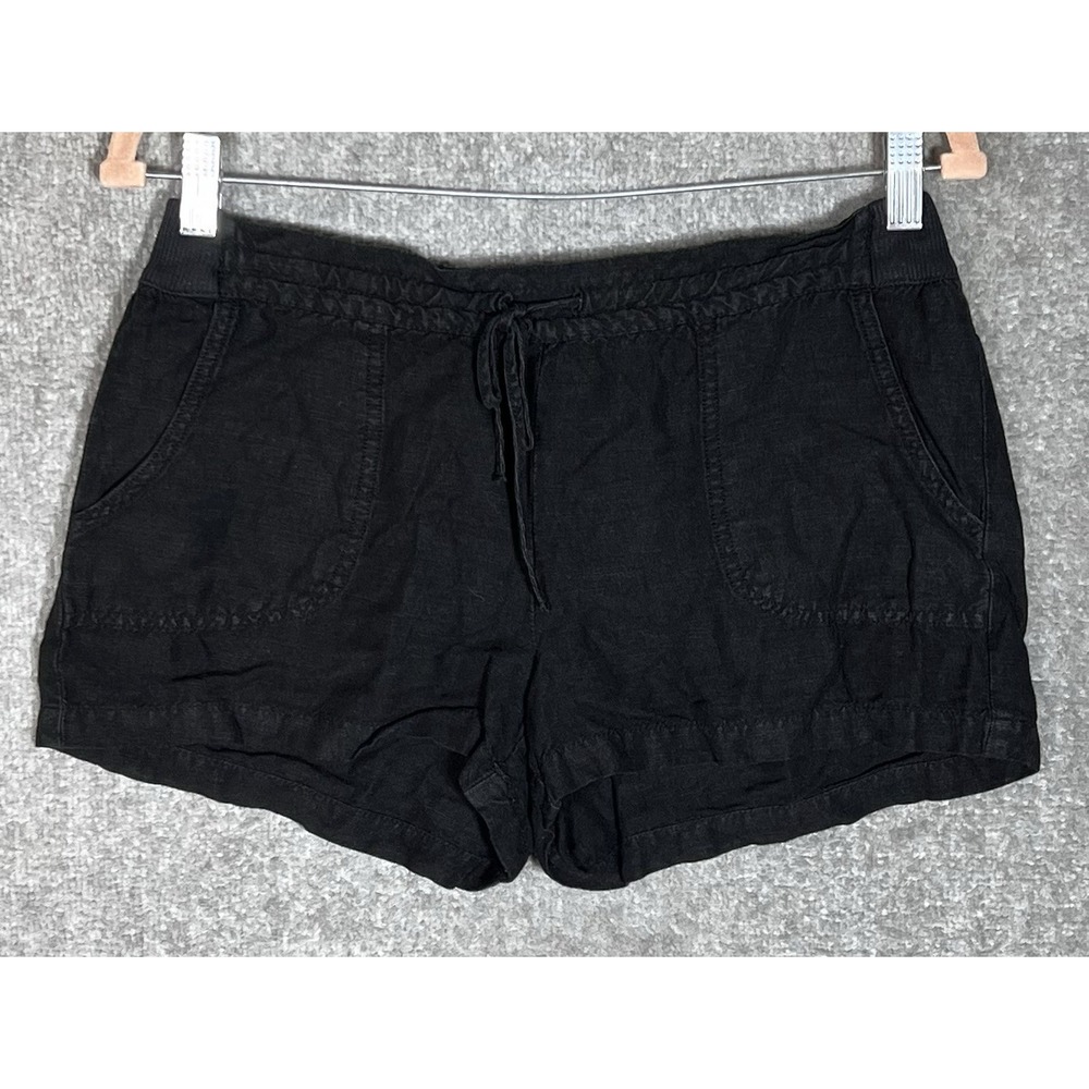 Life In Progress Linen Blend Micro Mini Shorts Womens Sz Small Black Pockets